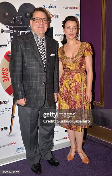 Walter T. Shaw and Debi Mazar attend the Save Our Cinemas event at The Castle on January 11, 2013 in Miami Beach, Florida.