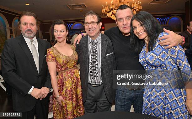 Frank Stallone, Debi Mazar, Walter T.Shaw, Tom Sizemore and Kathrine Narducci attend the Save Our Cinemas event at The Castle on January 11, 2013 in...