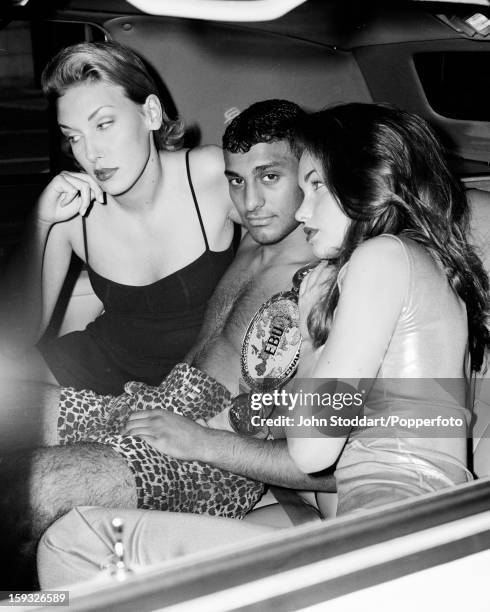 English boxer Naseem Hamed, aka Prince Naseem, wearing his EBU belt, in 1994.