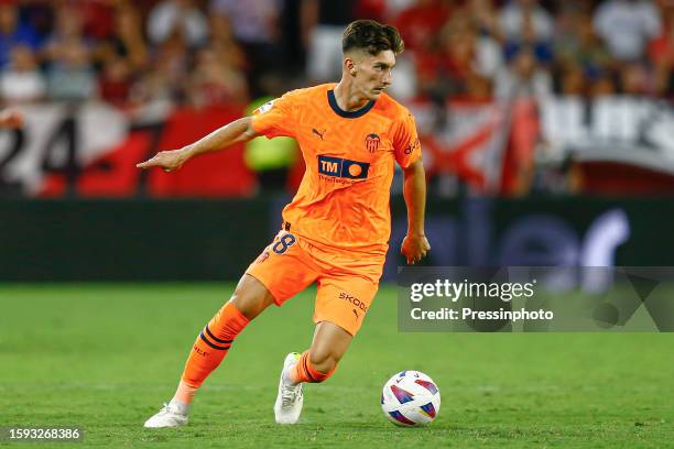 Pepelu of Valencia during the La Liga match between Sevilla FC and Valencia CF played at Sanchez Pizjuan Stadium on August 11 in Sevilla, Spain.