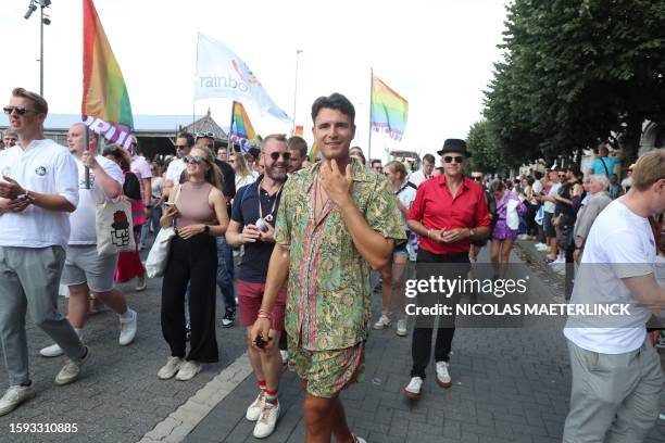 Illustration shows the 2023 edition of the 'Antwerp Pride' Parade, part of the Antwerp Pride 2022 festivities that celebrate and support the lesbian,...