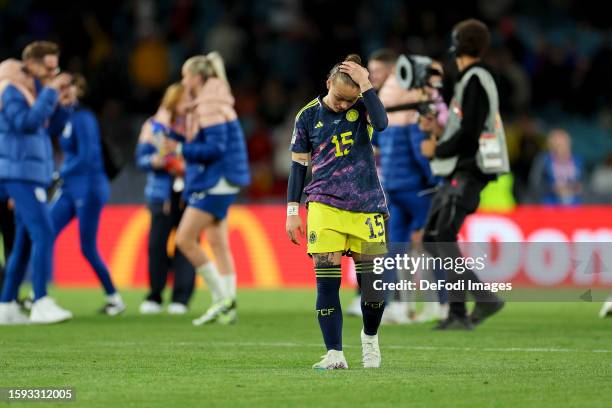 Ana Guzman of Colombia looks dejected after the FIFA Women's World Cup Australia & New Zealand 2023 Quarter Final match between England and Colombia...