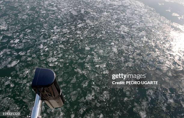 This photo taken on January 11, 2013 shows an anti-suicide monitoring device installed by the government at Mapo Bridge -a common site for suicides-...