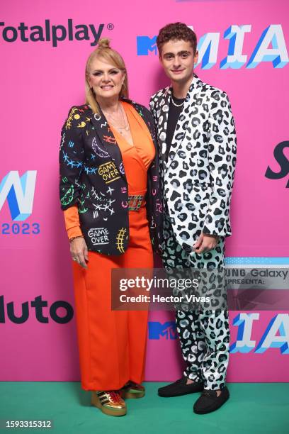 Erika Buenfil and Nicolas Buenfil during the red carpet for the 'MTV MIAW 2023' at Pepsi Center WTC on August 04, 2023 in Mexico City, Mexico.