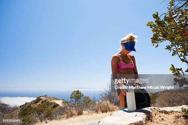 hikers trek the hermit gulch trail - hollywood hill stock pictures, royalty-free photos & images