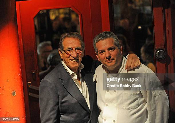 Frank Pellegrino, owner of Rao's Restaurant and Dino Gatto, executive chef of Rao's filming on location for "Wolf Of Wall Street" final day of...