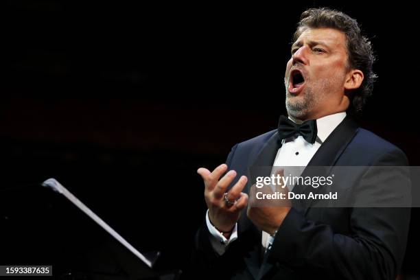 Jonas Kaufmann performs during the final dress rehearsal of "La Gioconda In Concert" at Sydney Opera House on August 05, 2023 in Sydney, Australia.