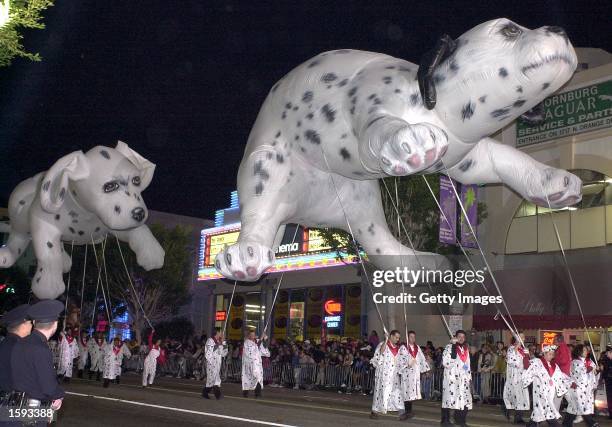 Disney's "102 Dalmatians" balloons are carried during the Hollywood Christmas Parade, November 26, 2000 in Hollywood, CA.