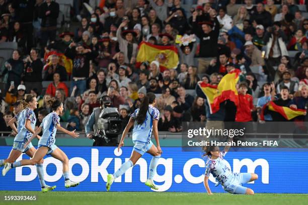 Laia Codina of Spain celebrates after scoring her team's fourth goal during the FIFA Women's World Cup Australia & New Zealand 2023 Round of 16 match...