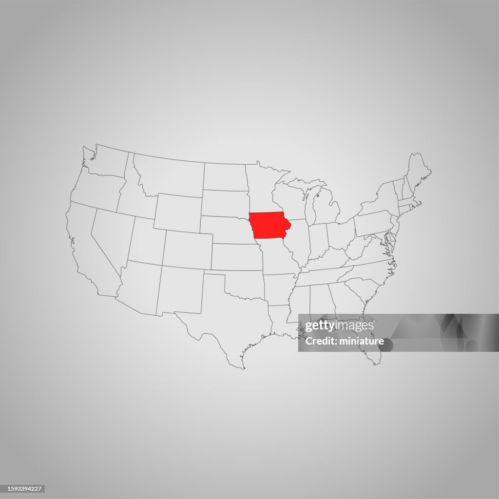 Map Highlighting Iowa Iowa Map High-Res Vector Graphic - Getty Images
