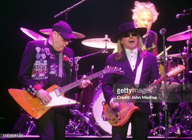 Rick Nielsen and Robin Zander of Cheap Trick perform at Footprint Center on August 04, 2023 in Phoenix, Arizona.