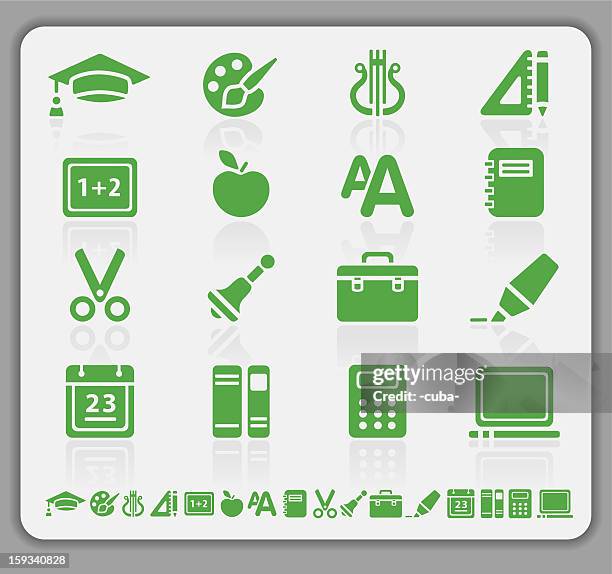 stockillustraties, clipart, cartoons en iconen met green education icons - colour palette