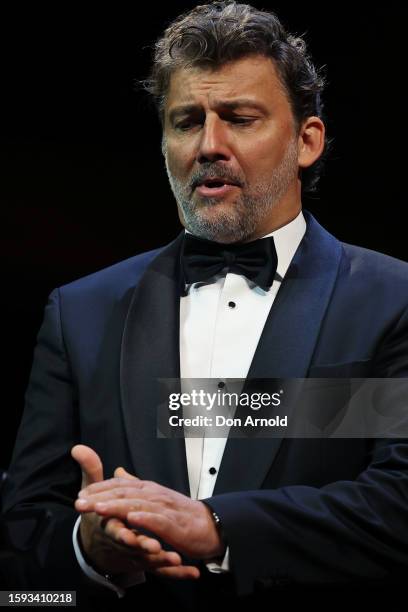 Jonas Kaufmann performs during the final dress rehearsal of "La Gioconda In Concert" at Sydney Opera House on August 05, 2023 in Sydney, Australia.