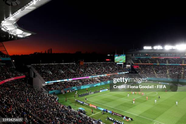 General view during the FIFA Women's World Cup Australia & New Zealand 2023 Round of 16 match between Switzerland and Spain at Eden Park on August...