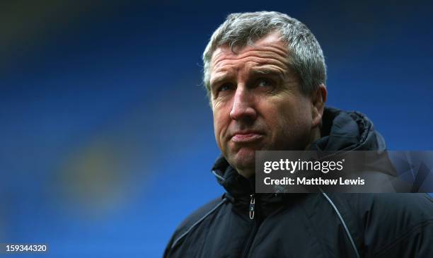 Lyn Jones, Head Coach of London Welsh looks on during the Amlin Challenge Cup match between London Welsh and I Cavalieri Prato at Kassam Stadium on...