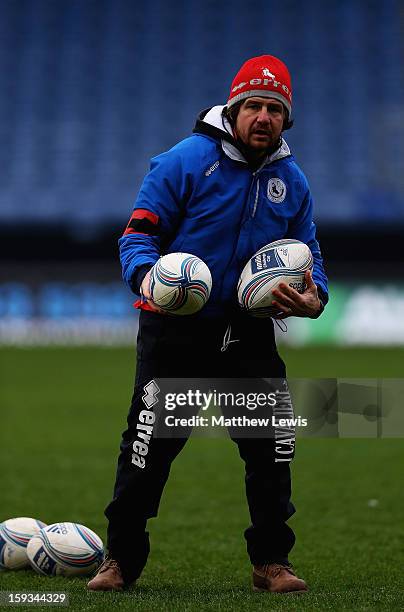 Filippo Frati, Coach of I Cavalieri Prato in action ahead of the Amlin Challenge Cup match between London Welsh and I Cavalieri Prato at Kassam...