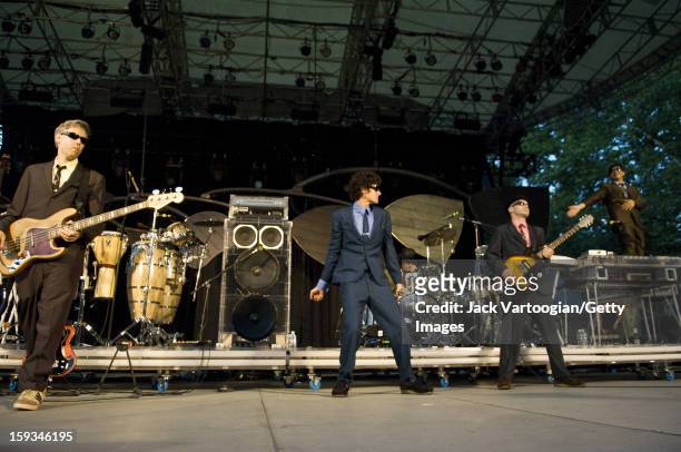 American rap group the Beastie Boys performs at a Benefit for Central Park's SummerStage, New York, New York, August 8, 2007. From left, Adam Yauch...