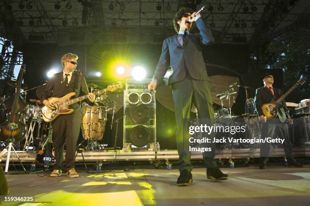 American rap group the Beastie Boys performs at a Benefit for Central Park's SummerStage, New York, New York, August 8, 2007. From left, Adam Yauch...