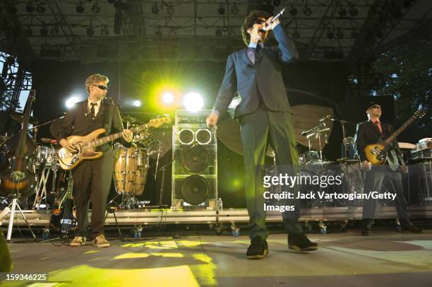 American rap group the Beastie Boys performs at a Benefit for Central Park's SummerStage, New York, New York, August 8, 2007. From left, Adam Yauch...