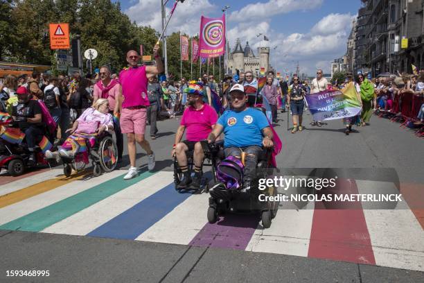 Illustration picture shows the 2023 edition of the 'Antwerp Pride' Parade, part of the Antwerp Pride 2022 festivities that celebrate and support the...