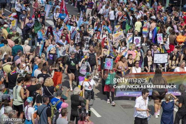 Illustration picture shows the 2023 edition of the 'Antwerp Pride' Parade, part of the Antwerp Pride 2022 festivities that celebrate and support the...