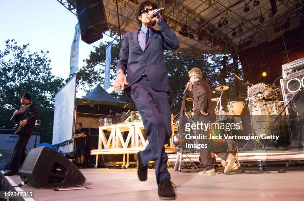 American rap group the Beastie Boys performs at a Benefit for Central Park's SummerStage, New York, New York, August 8, 2007. Pictured are Michael...
