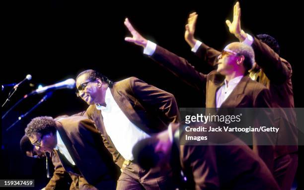 American gospel group the Blind Boys of Alabama, led by Clarence Fountain , performs at a World Music Institute concert at Symphony Space, New York,...