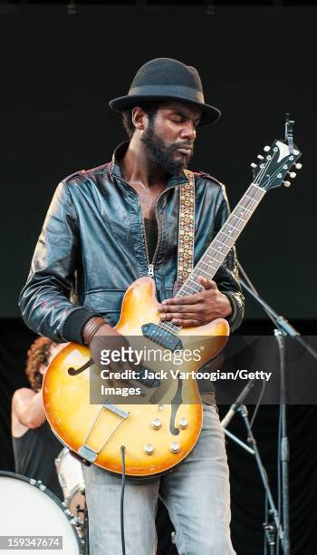 American blues musician Gary Clark Jr performs at Central Park's SummerStage, New York, New York, July 28, 2012.