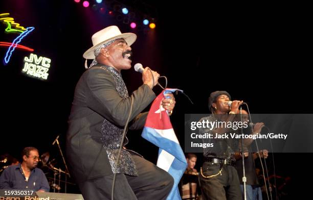 Cuban band Los Van Van perform onstage during the JVC Jazz Festival concert 'Habana, New York' at Hammerstein Ballroom, New York, New York, June 26,...