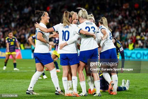 Alessia Russo of England celebrating her goal with her teammates during the FIFA Women's World Cup Australia & New Zealand 2023 Quarter Final match...