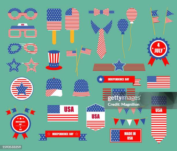 the flag of the united states of america, usa national symbols set - red flip flops isolated stock illustrations
