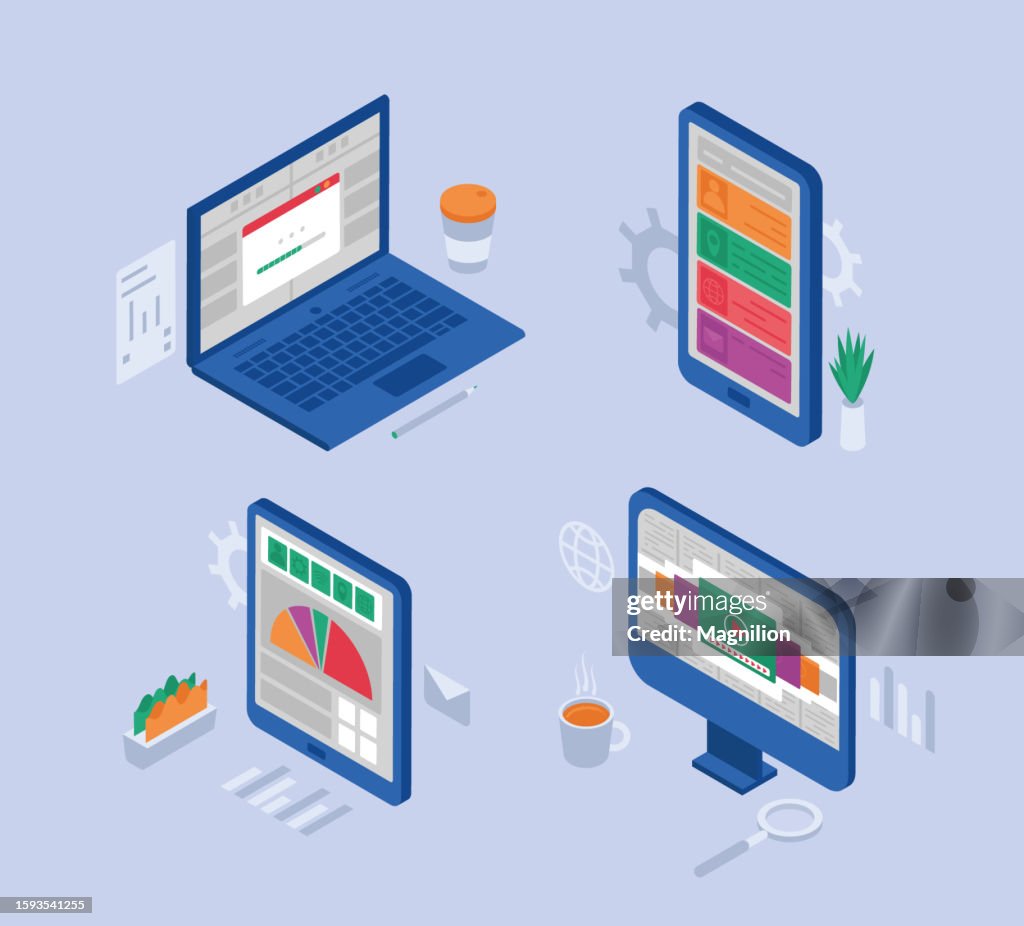 User interface isometric vector