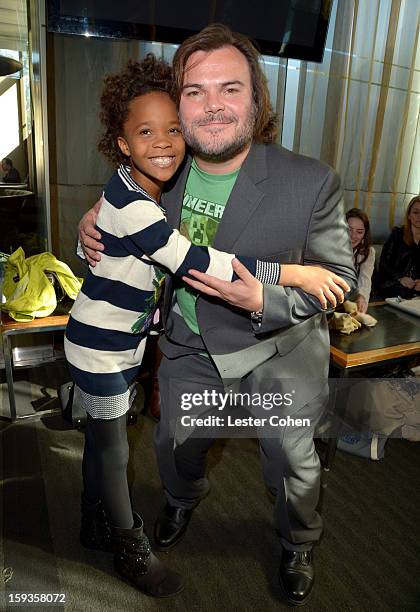 Actors Quvenzhane Wallis and Jack Black attend the Film Independent Filmmaker Grant And Spirit Awards Nominees Brunch at BOA Steakhouse on January...