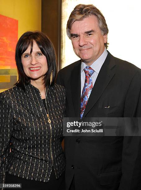 Sharon Harroun Peirce and Bob Peirce attend a Golden Globe lunch hosted by BritWeek chairman Bob Peirce honoring Julian Fellowes, Gareth Neame and...