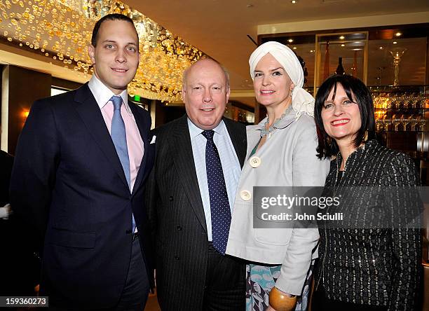 Lord Frederick Windsor, Julian Fellowes, Emma Joy Kitchener and Sharon Harroun Peirce attend a Golden Globe lunch hosted by BritWeek chairman Bob...