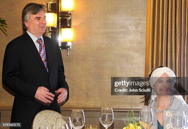 Bob Peirce and Emma Joy Kitchener attend a Golden Globe lunch hosted by BritWeek chairman Bob Peirce honoring Julian Fellowes, Gareth Neame and...