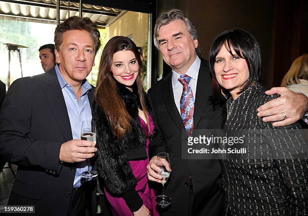 Ross King, Brianna Deutsch, Bob Peirce and Sharon Harroun Peirce attend a Golden Globe lunch hosted by BritWeek chairman Bob Peirce honoring Julian...