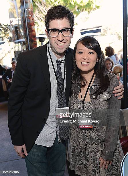 Producers Adam Leon and Mynette Louie attend the 2013 Film Independent Filmmaker Grant And Spirit Awards Nominees Brunch at BOA Steakhouse on January...
