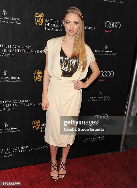 Amanda Seyfried arrives at the BAFTA Los Angeles 2013 Awards Season Tea Party at Four Seasons Hotel Los Angeles at Beverly Hills on January 12, 2013...