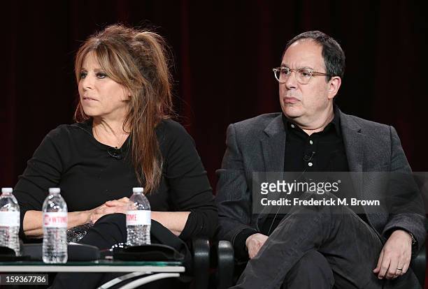 Executive Producer Ann Biderman and Executive Producer Mark Gordon listen onstage to questions from the audience during the Showtime portion of the...