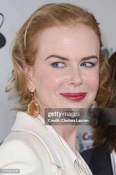 Actress Nicole Kidman arrives at CW3PR Presents the inaugural "Gold Meets Golden" event at New Flagship Equinox Sports Club on January 12, 2013 in...