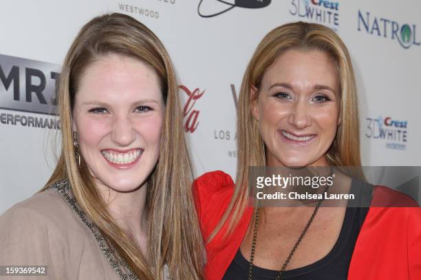 Olympic swimmer Missy Franklin and Olympic volleyball player Kerri Lee Walsh Jennings arrive at CW3PR Presents the inaugural "Gold Meets Golden"...
