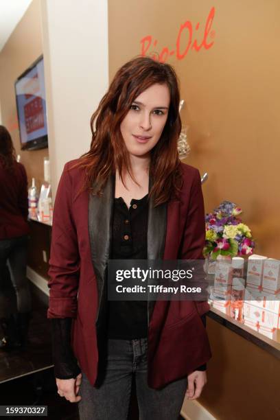 Actress Rumer Willis attends the Colgate Optic White beauty bar - Day 2 at Salon 901 on January 12, 2013 in West Hollywood, California.