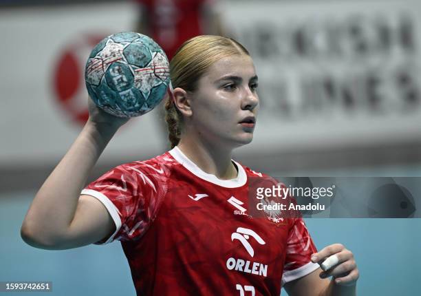 Natalia Gardian of Poland in action during the European Women's U-17 Handball Championship semi-final match between Austria and Poland at THF Sport...