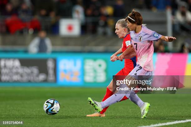 Hinata Miyazawa of Japan scores her team's third goal during the FIFA Women's World Cup Australia & New Zealand 2023 Round of 16 match between Japan...