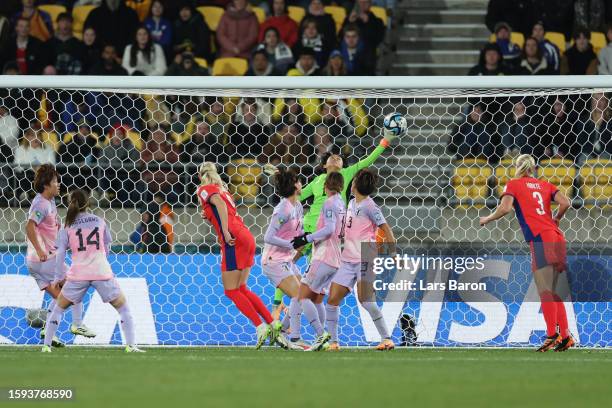 Ayaka Yamashita of Japan makes a save during the FIFA Women's World Cup Australia & New Zealand 2023 Round of 16 match between Japan and Norway at...