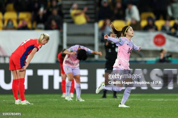 Yui Hasegawa of Japan celebrates her team's 3-1 victory in the FIFA Women's World Cup Australia & New Zealand 2023 Round of 16 match between Japan...