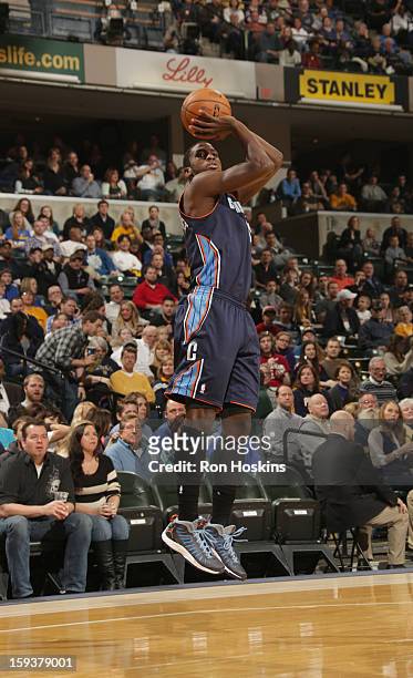 Michael Kidd-Gilchrist of the Charlotte Bobcats goes for a jump shot during the game between the Indiana Pacers and the Charlotte Bobcats on January...