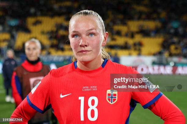 Frida Maanum of Norway shows dejection after the team's 1-3 defeat and elimination from the tournament following the FIFA Women's World Cup Australia...