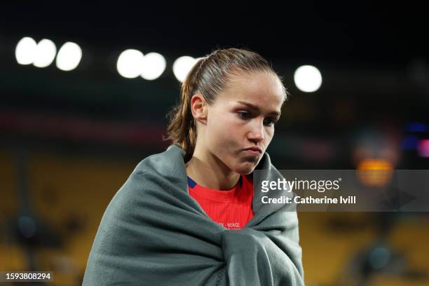 Guro Reiten of Norway shows dejection after the team's 1-3 defeat and elimination from the tournament following the FIFA Women's World Cup Australia...
